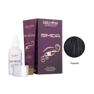 Крем-фарба для брів  з олією мирри 1 чорна DeMira Professional Ismida Color Cream For Eyebrows, (фарба, 20 мл + окислювач 3%, 20 мл)