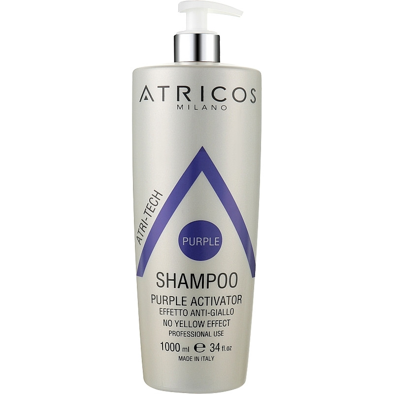 Шампунь для волосся Пурпурний активатор Atricos Purple Activator No Yellow Effect Shampoo 1000 мл Шампунь для волосся Пурпурний активатор Atricos Purple Activator No Yellow Effect Shampoo 1000 мл