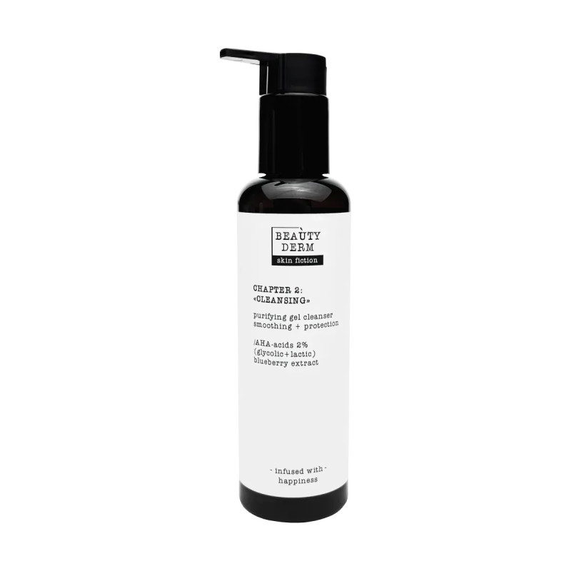 Очищаючий гель для вмивання з AHA-кислотами і чорницею Beauty Derm Skin Fiction 200 мл Очищаючий гель для вмивання з AHA-кислотами і чорницею Beauty Derm Skin Fiction 200 мл