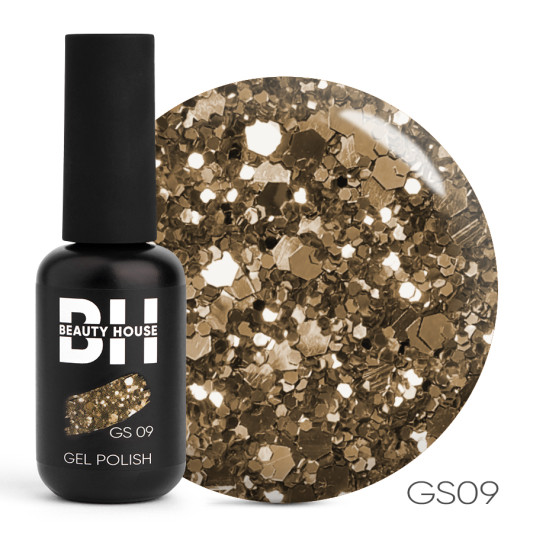 Гель-лак №09 Beauty House Glitter Shine Gel Polish 8 мл