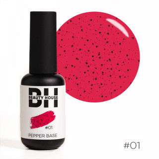Цветная каучуковая база с вкраплениями №01 Beauty House Pepper Base Coat 8 мл