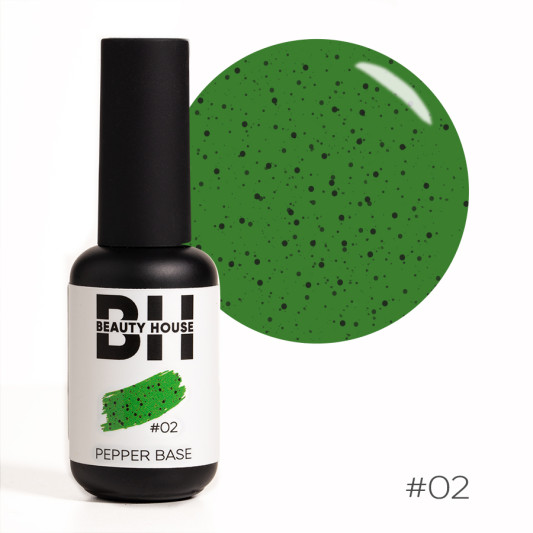 Кольорова каучукова основа з вкрапленнями №02 Beauty House Pepper Base Coat 8 мл