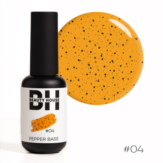 Кольорова каучукова основа з вкрапленнями №04 Beauty House Pepper Base Coat 8 мл