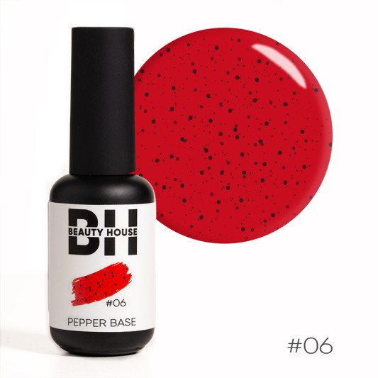 Кольорова каучукова основа з вкрапленнями №06 Beauty House Pepper Base Coat 8 мл