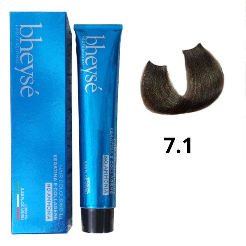 Безаміачна крем-фарба з кератином та колагеном 7.1 Попелястий блонд Bheyse Professional Hair Colouring 100 мл Безаміачна крем-фарба з кератином та колагеном 7.1 Попелястий блонд Bheyse Professional Hair Colouring 100 мл