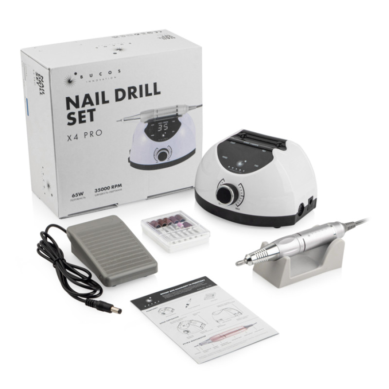 Фрезер для манікюру BUCOS X4 PRO WHITE PEARL (65W/35000 об.) Фрезер для манікюру BUCOS X4 PRO WHITE PEARL (65W/35000 об.)