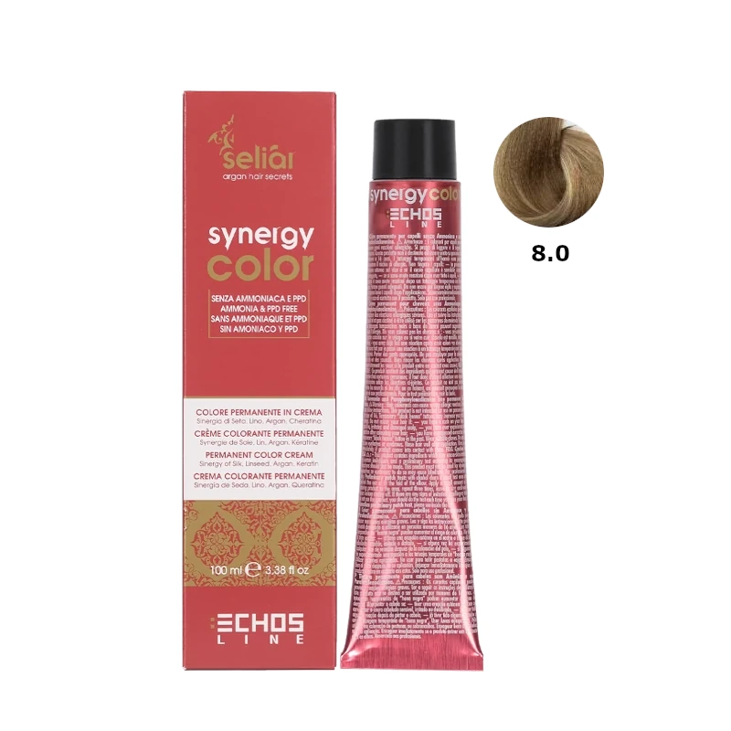Крем-краска без аммиака 8.0 светло-русый Seliar Synergy Color Echosline 100 мл Крем-краска без аммиака 8.0 светло-русый Seliar Synergy Color Echosline 100 мл
