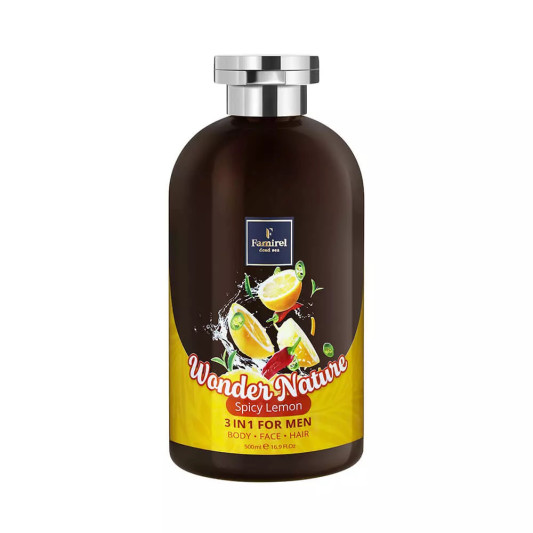 Гель для душу для чоловіків 3 в 1 Пряний лимон Famirel Spicy Lemon Wonder Nature Shower Gel 3 In 1 500 мл