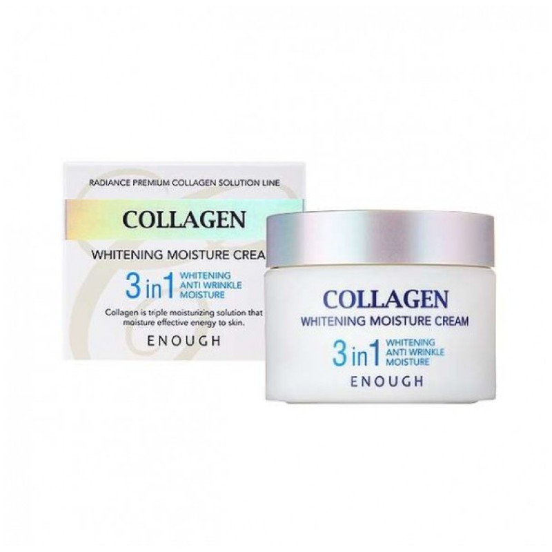 Увлажняющий омолаживающий крем для лица с эффектом осветления Enough Collagen Whitening Moisture Cream 3 in 1 50 мл Увлажняющий омолаживающий крем для лица с эффектом осветления Enough Collagen Whitening Moisture Cream 3 in 1 50 мл