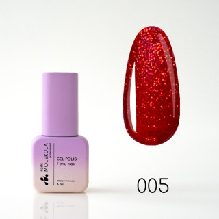 Гель-лак Gel Polish №005 Червоне мерехтіння Nails Molekula 6 мл