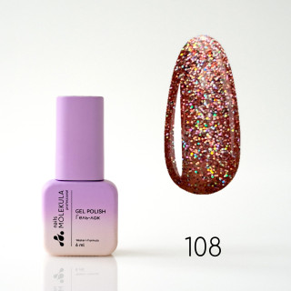 Гель-лак Gel Polish №108 Іскристий рожевий Nails Molekula 6 мл