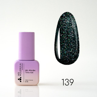 Гель-лак Gel Polish №139 Чорний з голографічними блискітками Nails Molekula 6 мл