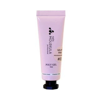 Полігель №02 молочно рожевий Nails Molekula Poly gel №02 milky pink 15 мл