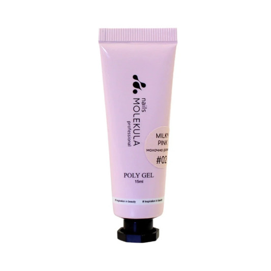 Полігель №02 молочно рожевий Nails Molekula Poly gel №02 milky pink 15 мл