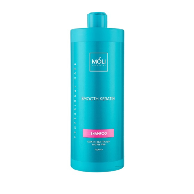Шампунь безсульфатний з кератином і протеїнами шовку Moli Cosmetics Smooth Keratin 1000 мл Шампунь безсульфатний з кератином і протеїнами шовку Moli Cosmetics Smooth Keratin 1000 мл