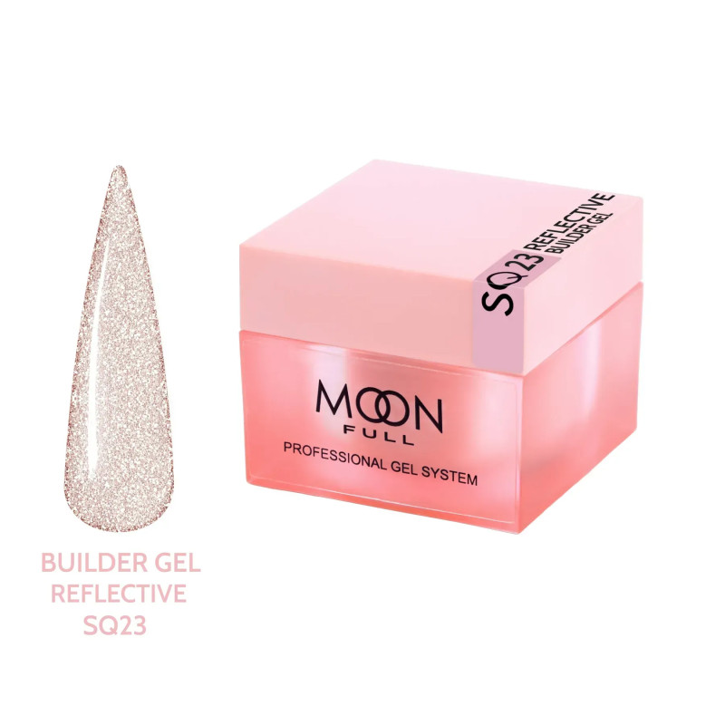 Гель для нарощування нігтів з шимером світловідбиваючий Moon Full Reflective Builder Gel №SQ23 30 мл Гель для нарощування нігтів з шимером світловідбиваючий Moon Full Reflective Builder Gel №SQ23 30 мл
