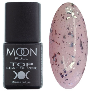 Топ для гель-лаку 8 мл Moon Full Top Leaf Silver (зі срібною поталлю)