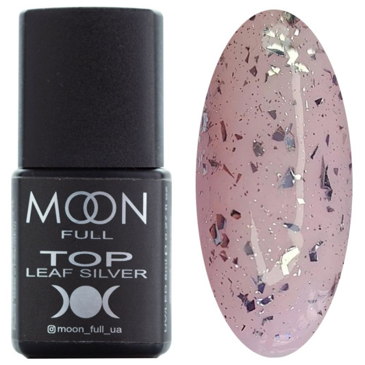 Топ для гель-лаку 8 мл Moon Full Top Leaf Silver (зі срібною поталлю)