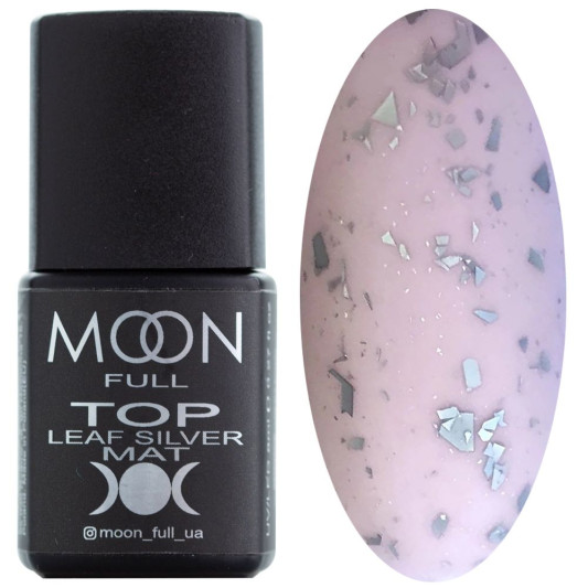 Топ для гель-лаку 8 мл Moon Full Top Leaf Silver Mat (зі срібною поталлю)