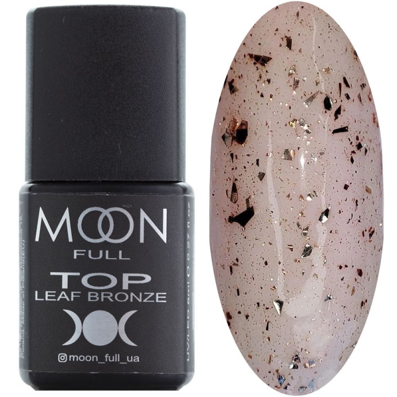 Топ для гель-лаку 8 мл Moon Full Top Leaf Bronze (з бронзовою поталлю) Топ для гель-лаку 8 мл Moon Full Top Leaf Bronze (з бронзовою поталлю)
