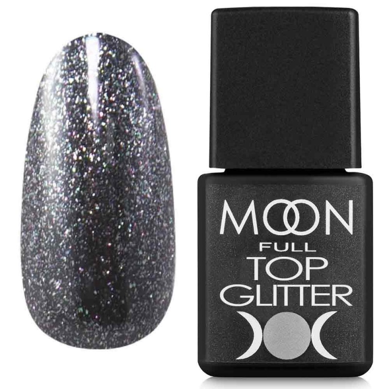 Топ для гель-лаку 8 мл Moon Full Top Glitter Silver №03 Топ для гель-лаку 8 мл Moon Full Top Glitter Silver №03