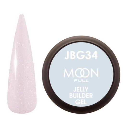 Гель-желе для нарощування Moon Full Jelly Builder Gel №34 рожевий напівпрозорий із шиммером, 30 мл