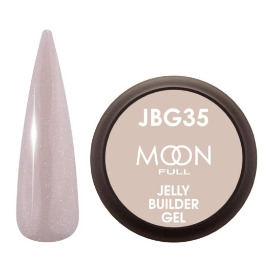 Гель-желе для нарощування Moon Full Jelly Builder Gel №35 Темно-бежевий напівпрозорий із шиммером, 30 мл