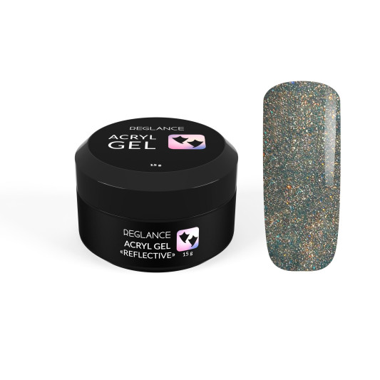 Світловідбивний акрил-гель для нігтів Reglance Acryl Gel  “Reflective” 038 Midnight 15 мл