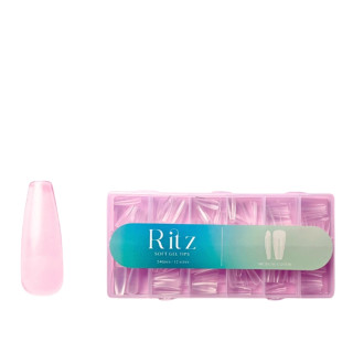 Гелеві тіпси для нарощування Ritz Soft Gel Tips 240pcs/12 sizes Medium Coffin