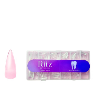 Гелеві тіпси для нарощування Ritz Soft Gel Tips 240pcs/12 sizes Medium Stiletto