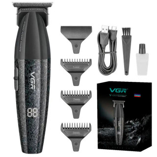 Тример акумуляторний GR BLACK, 3 насадки, LED дисплей, 9000RPM VGR V-640T