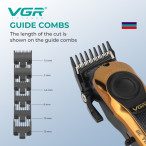 Акумуляторна машинка для стрижки (clipper) V-170, 6 насадок, LED дисплей VGR Акумуляторна машинка для стрижки (clipper) V-170, 6 насадок, LED дисплей VGR