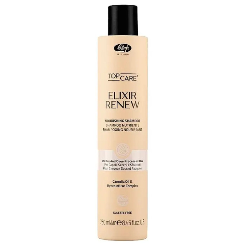 Безсульфатний зволожуючий шампунь для сухого волосся Lisap Elixir Renew Nourishing shampoo 250 мл Безсульфатний зволожуючий шампунь для сухого волосся Lisap Elixir Renew Nourishing shampoo 250 мл