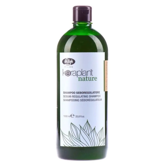 Шампунь для регулювання жирності волосся 1000 мл Sebum-regulating shampoo Keraplant, Lisap