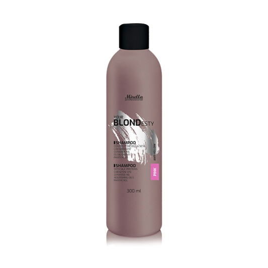 Шампунь для теплих рожевих відтінків блонд PINK 300 мл, Mirella Professional Your BLONDesty
